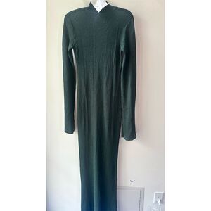 Seroya sample Green Ribbed Maxi Dress Long Sleeve Size S